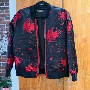 Women's Black and Red Bomber Jacket